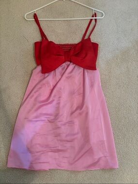 Show Me Your MuMu Pink Dress with Red Bow Bodice